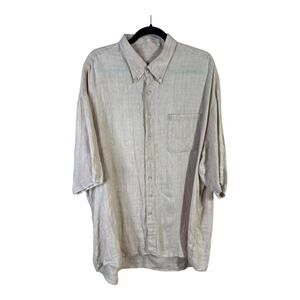 Bobby Jones Collection 100% Linen Mens Button Down Casual Shirt Tan Size XXL